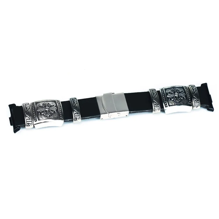 Pour Xiaomi Smart Band 8 Pro Watch Strap Embossment Design Retro PU Leather + Alloy Wrist Strap - Noir
