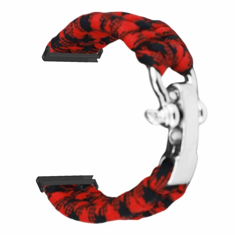 For Suunto Spartan Sport Wrist HR Baro / Suunto 7 / Suunto 9 24mm Watch Band Braided Rope Wrist Strap Bracelet - Red Black Camouflage