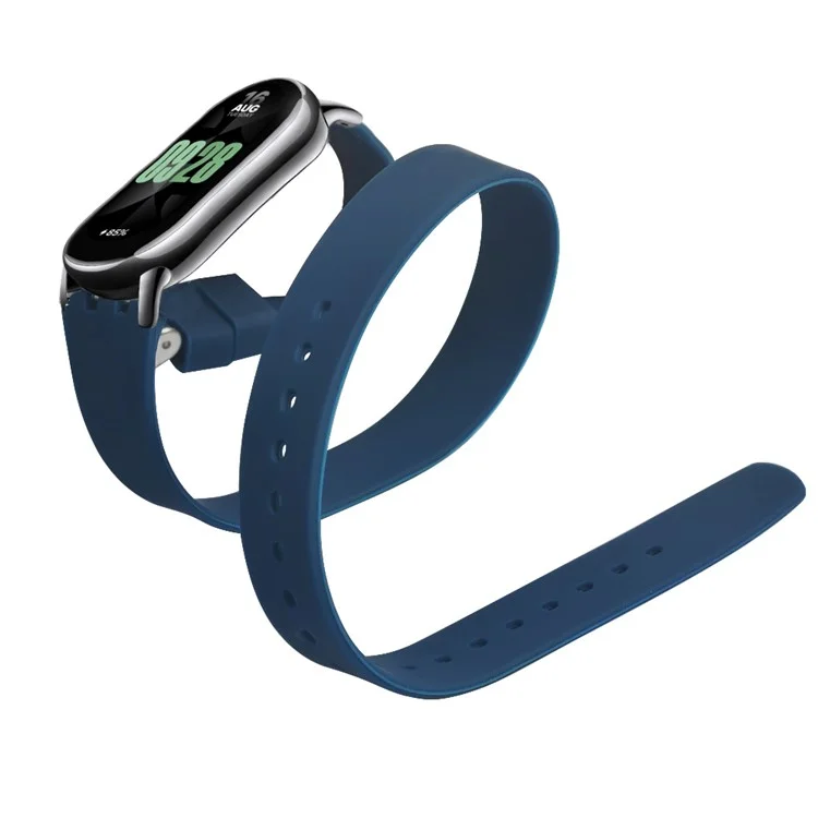 Für Xiaomi Mi Band 9 NFC / Mi Band 9 / Smart Band 8 NFC / Smart Band 8 / 8 NFC Uhrenarmbänder Silikonband mit Metallverbinder - Navy Blau