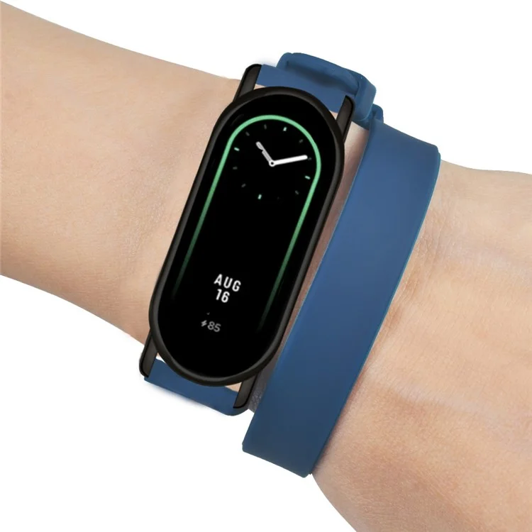 Für Xiaomi Mi Band 9 NFC / Mi Band 9 / Smart Band 8 NFC / Smart Band 8 / 8 NFC Uhrenarmbänder Silikonband mit Metallverbinder - Navy Blau