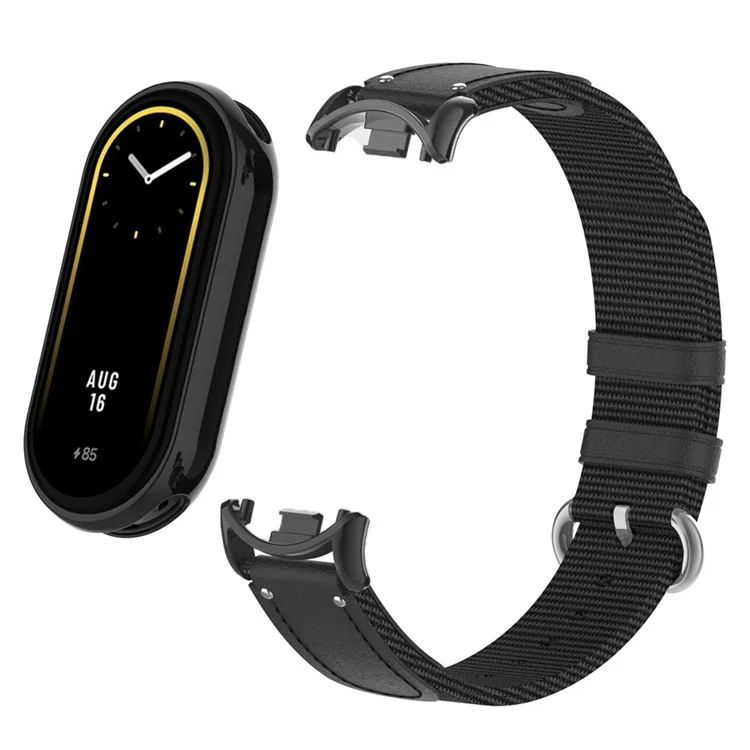 Für Xiaomi Mi Band 9 NFC / Mi Band 9 / Smart Band 8 NFC / Smart Band 8 Gewebter Leinwand-Smartwatch-Armband - Schwarz