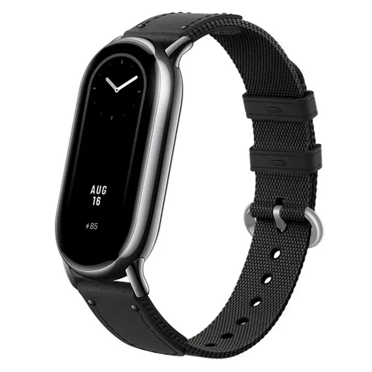 Für Xiaomi Mi Band 9 NFC / Mi Band 9 / Smart Band 8 NFC / Smart Band 8 Gewebter Leinwand-Smartwatch-Armband - Schwarz