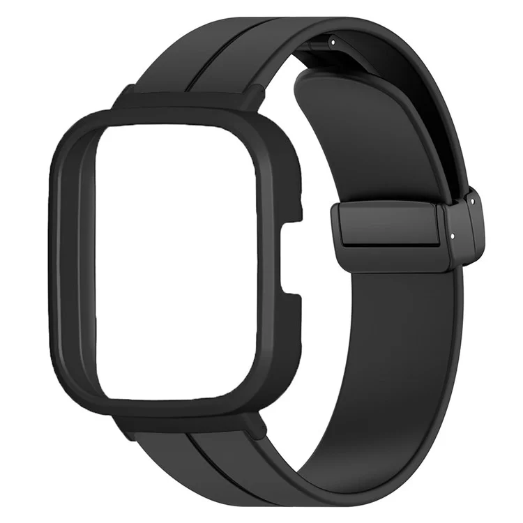 Para Xiaomi Redmi Watch 3 Correa de Reloj Negra Hebilla Magnética Silicona Muñequera con Caja de Reloj - Negro