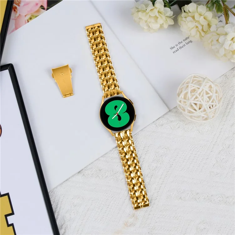 For Samsung Galaxy Watch 5 / Watch FE 40mm / Watch4 Universal Metal Watch Strap 20mm Wrist Band - Gold