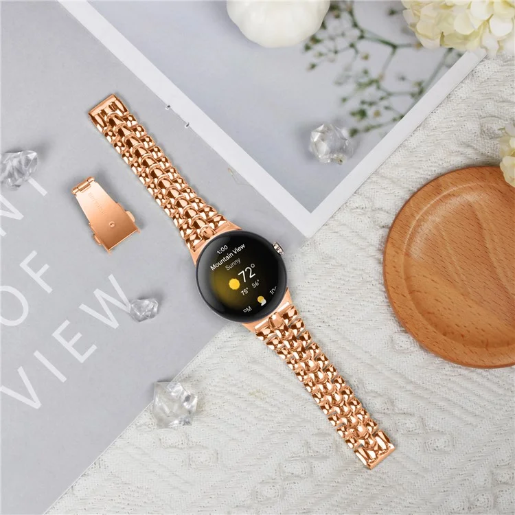 Für Google Pixel Watch 3 41mm / Watch 2 / Pixel Watch Fashion Alloy Uhrenarmband - Roségold