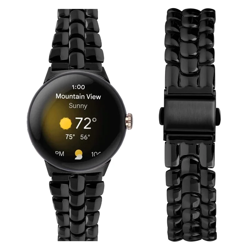 Moderner Austausch-Armband aus Legierung für Google Pixel Watch 3 41 mm / Watch 2 / Pixel Watch, Ersatzarmband – Schwarz