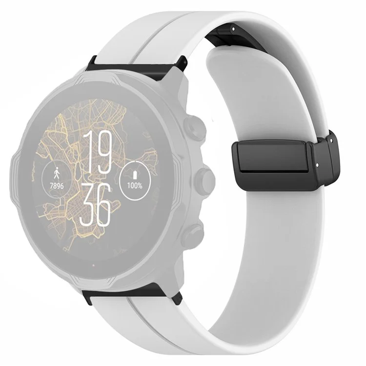 For Suunto Spartan Sport Wrist HR Baro / Suunto 7 Strap 24mm Silicone Watch Band (Thick Spring Bar) - White