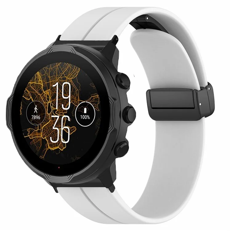 For Suunto Spartan Sport Wrist HR Baro / Suunto 7 Strap 24mm Silicone Watch Band (Thick Spring Bar) - White