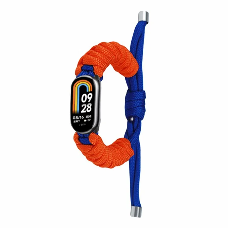 Für Xiaomi Mi Band 9 NFC / Mi Band 9 / Smart Band 8 NFC / Smart Band 8 Uhrarmband Geflochtenes Seil Armband - Saphir+Orange