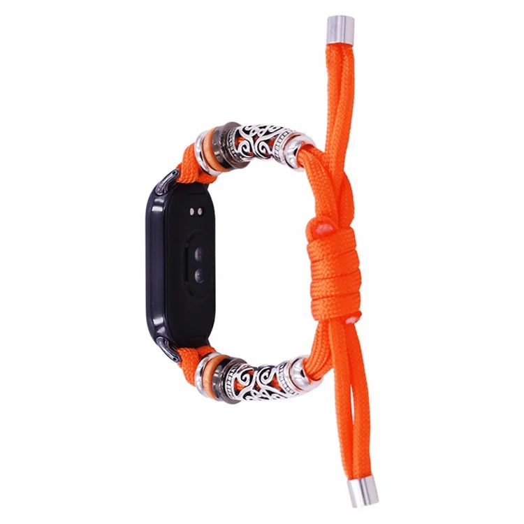 Für Xiaomi Mi Band 9 NFC / Mi Band 9 / Smart Band 8 NFC / Smart Band 8 Perlen geflochtenes Armband Einstellbares Armband - Orange