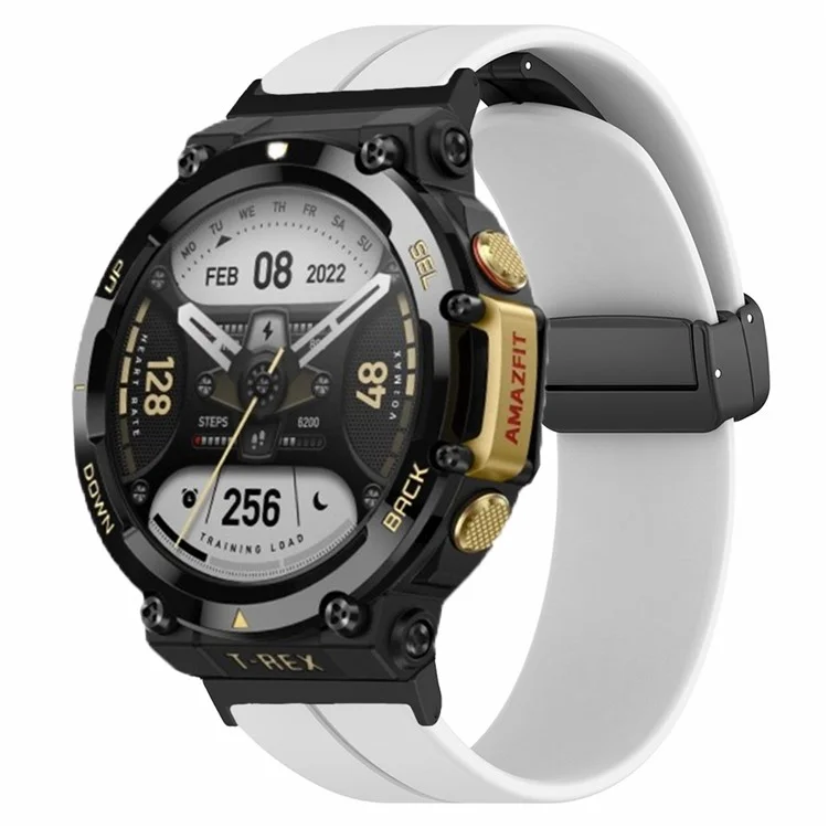 Para Huami Amazfit T-Rex 2 Pulseira de Relógio de Silicone Fivela Dobrável Magnética - Branco