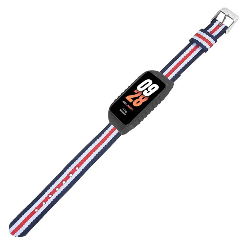 For Xiaomi Smart Band 8 Active / Redmi Smart Band 2 Watch Strap Nylon Wrist Band with Case - Five Stripes