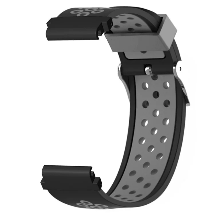 Для Huami Amazfit Falcon / Garmin Fenix 7 / 6 / 5 Dual Color Watch Band Silicone Strap with 22mm PC Connector - Black+Grey
