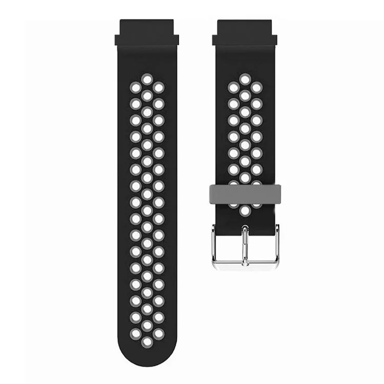 Для Huami Amazfit Falcon / Garmin Fenix 7 / 6 / 5 Dual Color Watch Band Silicone Strap with 22mm PC Connector - Black+Grey