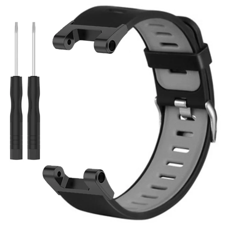 For Huami Amazfit T-Rex / T-Rex Pro Silicone Watch Bands Dual Color Replacement Straps - Black+Grey
