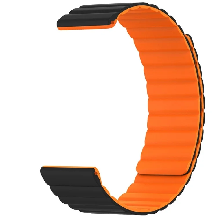 For Huami Amazfit GTS 4 / 3 / 2 / 1 / mini Magnetic Watch Band Universal 22mm Silicone Straps - Black+Orange