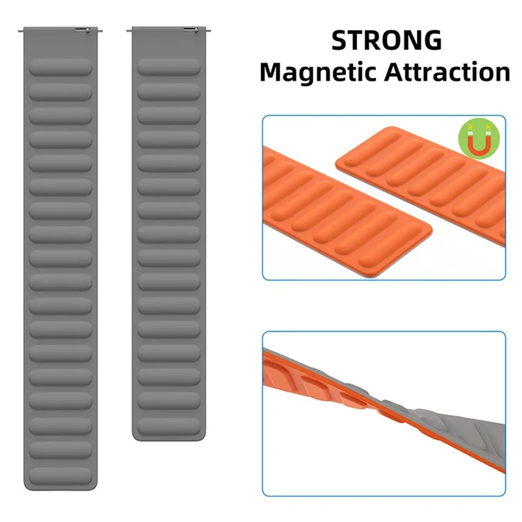 For Huami Amazfit GTS 4 / 3 / 2 / 1 / mini Magnetic Watch Band Universal 22mm Silicone Straps - Black+Orange