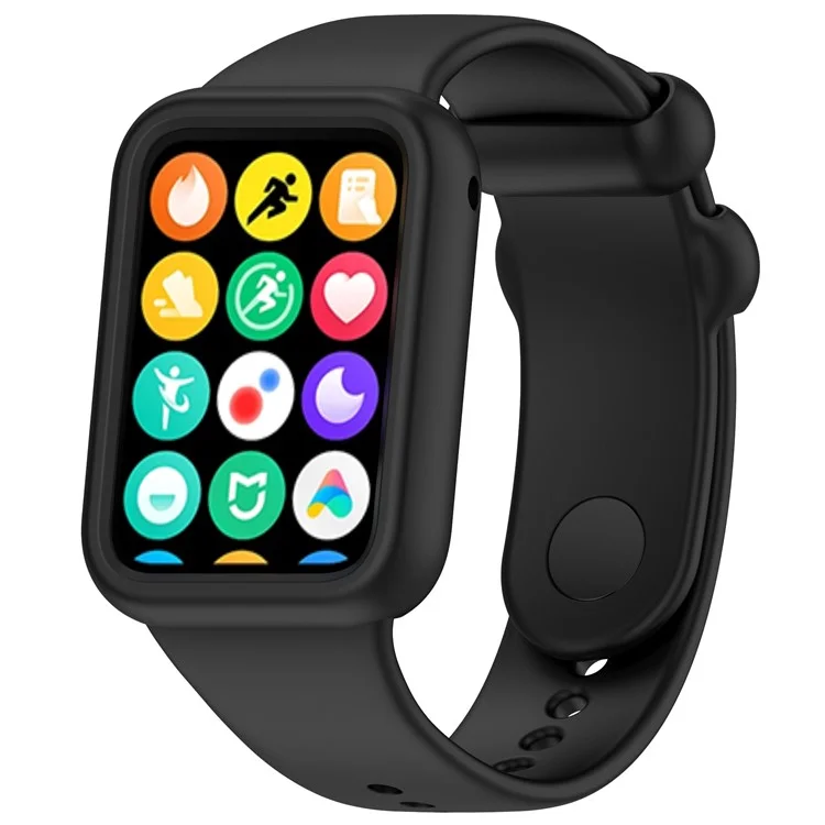 Für Xiaomi Smart Band 8 Pro Uhrenarmband Silikon Anti-Scratch-Riemen mit Gehäuse - Schwarz