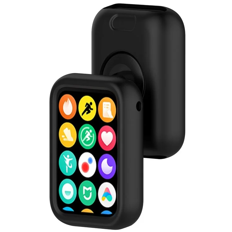 Für Xiaomi Smart Band 8 Pro Uhrenarmband Silikon Anti-Scratch-Riemen mit Gehäuse - Schwarz
