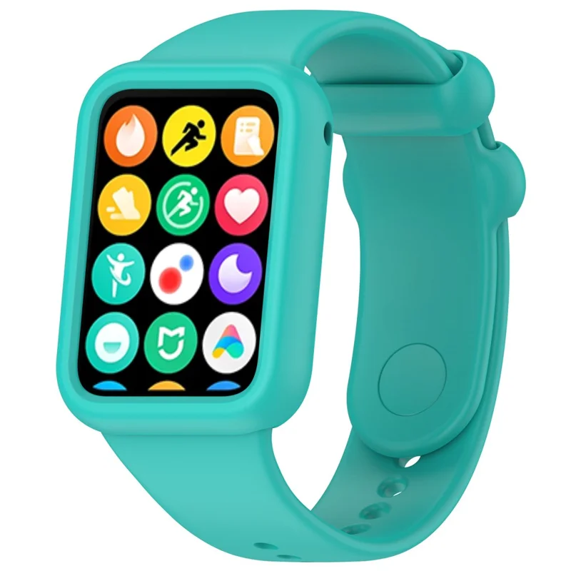 For Xiaomi Smart Band 8 Pro Watch Band Silicone Anti-scratch Strap with Case - Teal Green