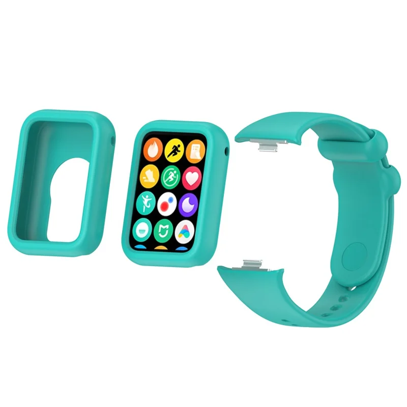 For Xiaomi Smart Band 8 Pro Watch Band Silicone Anti-scratch Strap with Case - Teal Green