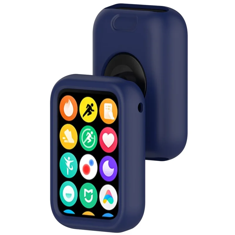 For Xiaomi Smart Band 8 Pro Watch Band Silicone Anti-scratch Strap with Case - Navy Blue