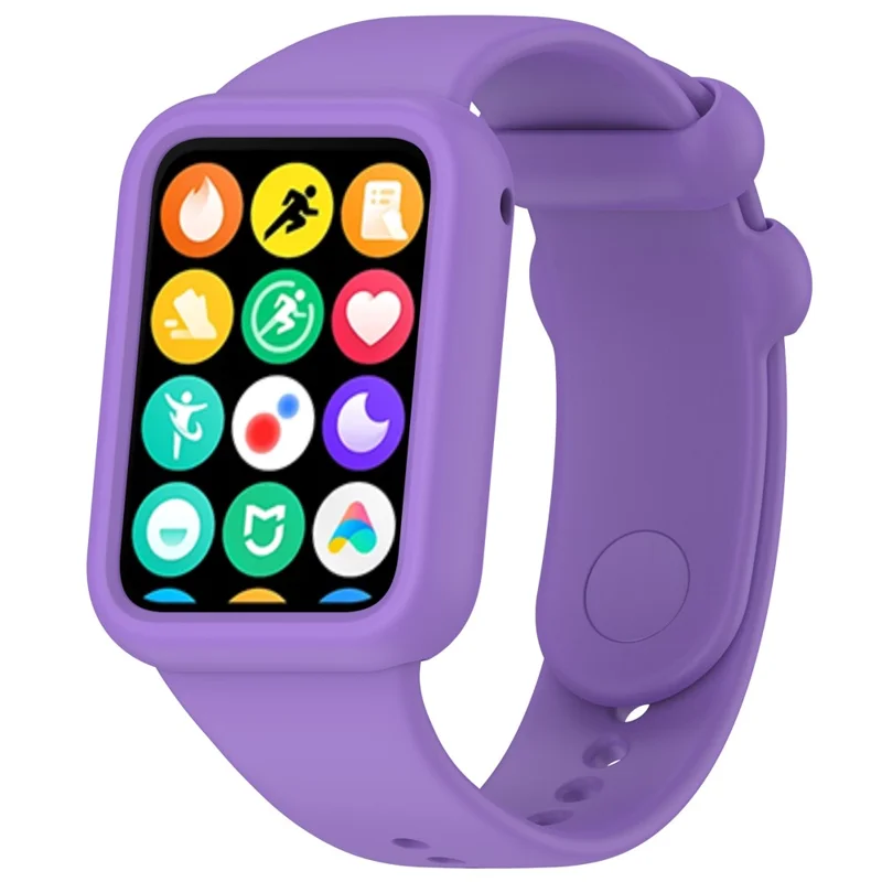 For Xiaomi Smart Band 8 Pro Watch Band Silicone Anti-scratch Strap with Case - Purple