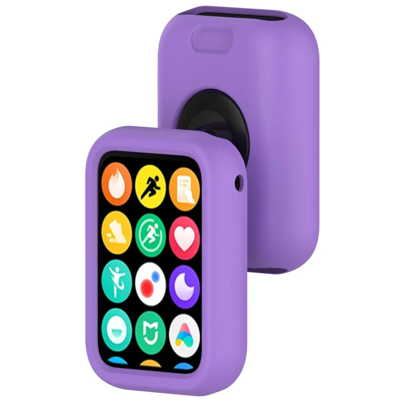For Xiaomi Smart Band 8 Pro Watch Band Silicone Anti-scratch Strap with Case - Purple