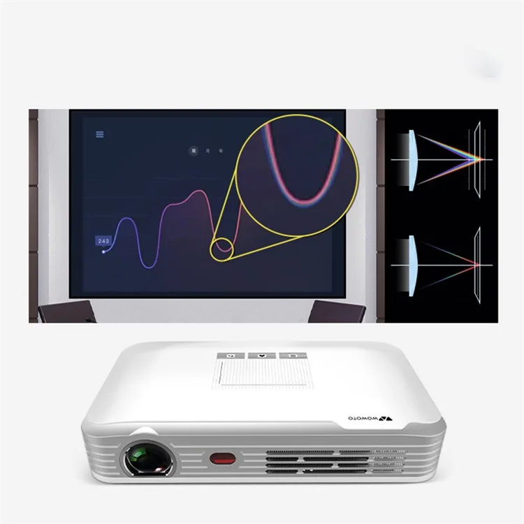 WOWOTO T9 Home Theater DLP Conferenza Per Ufficio Proiettore Intelligente 1080p Mini Proiettore HD (plug Ue)