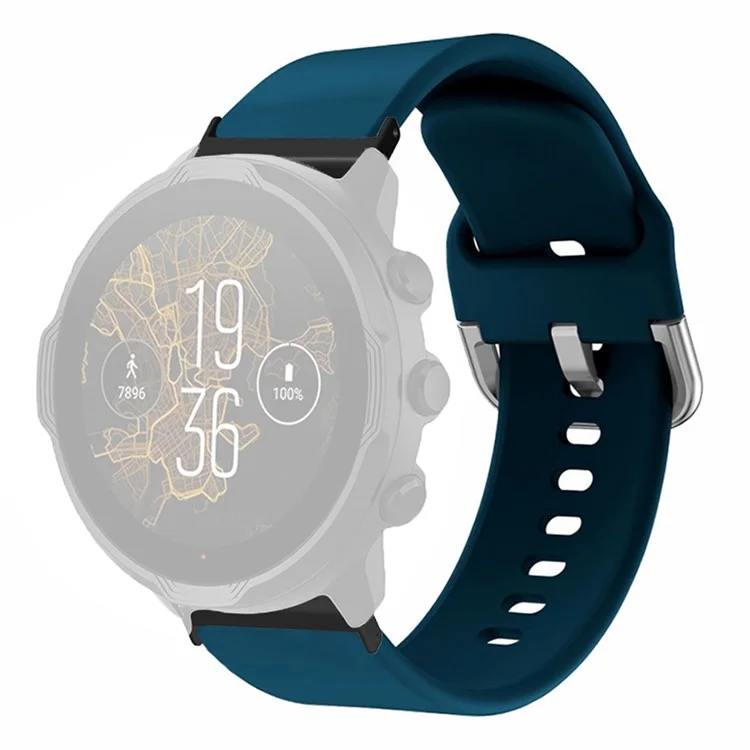 Para Suunto Spartan Sport Wrist HR Baro / Suunto 7 Banda de reloj de 24 mm Correa de silicona ajustable - Azul oscuro