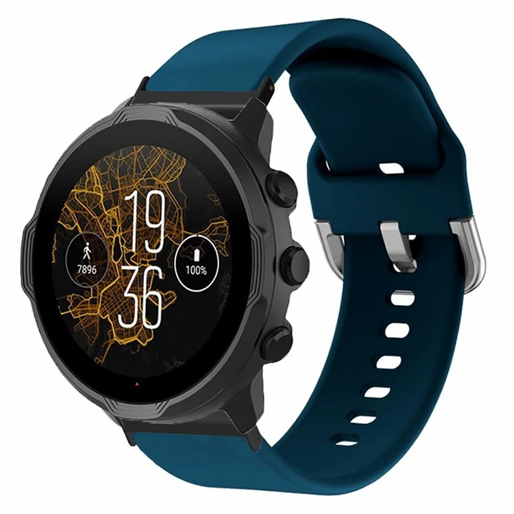 Para Suunto Spartan Sport Wrist HR Baro / Suunto 7 Banda de reloj de 24 mm Correa de silicona ajustable - Azul oscuro