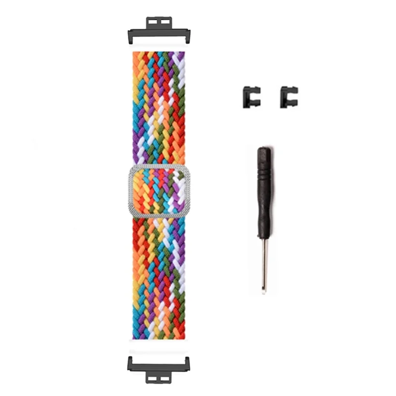 Per Huawei Watch Fit / Watch Fit Special Edition Cinturino per orologio in nylon intrecciato elastico - Rainbow