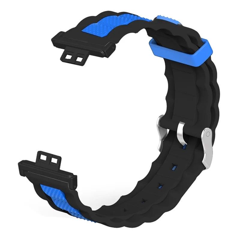 For Huawei Watch Fit / Watch Fit Special Edition Watch Band Dual Color Wave Design Silicone Strap - Black+Blue