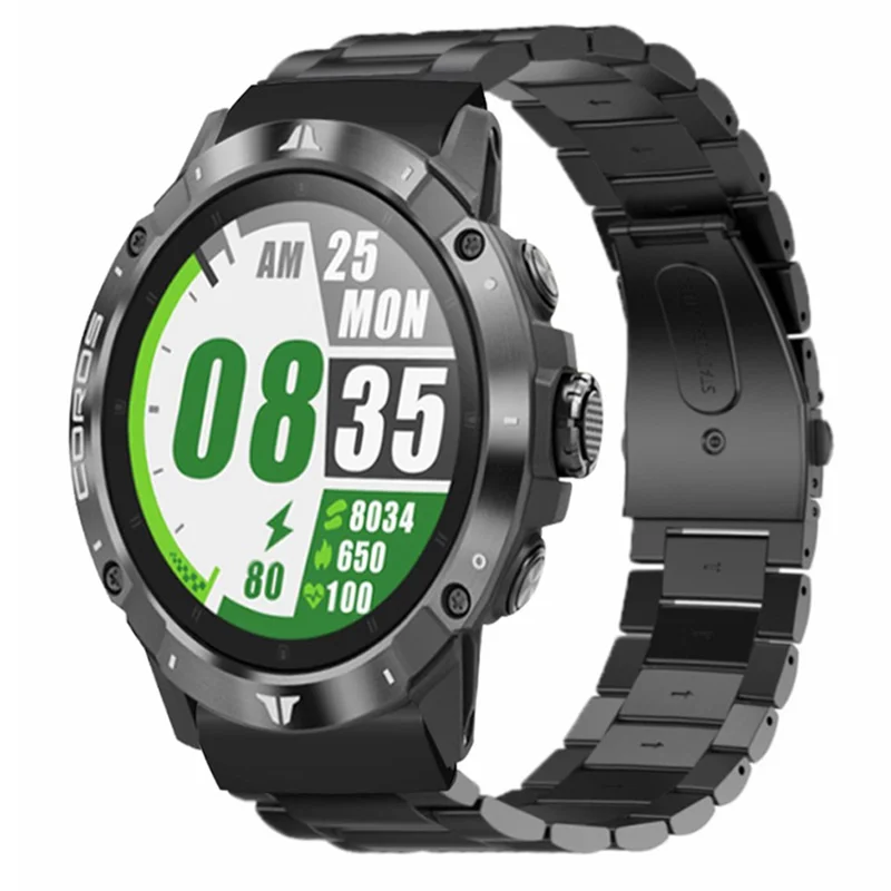 For Coros Vertix 2 / Garmin Fenix 7X / 6X / 5X Stainless Steel Watch Band Strap with 26mm PC Connector - Black