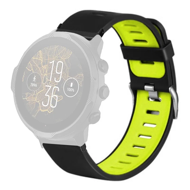 Para Suunto Spartan Sport Wrist HR Baro / Suunto 7 Pulseras de reloj de silicona de dos colores - Negro+Verde
