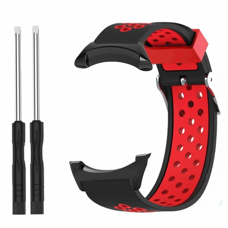 For Suunto Core Silicone Watch Bands Dual Color Breathable 22mm Sport Straps - Black+Red