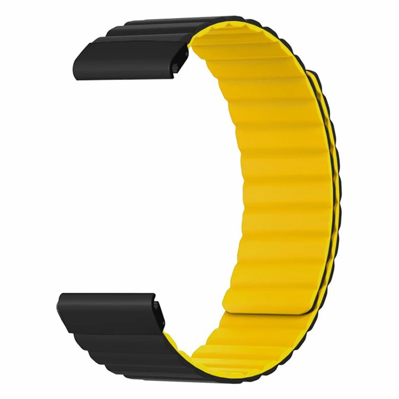 For Coros Vertix 2 / Garmin Fenix 7X / 6X / 5X Silicone Watch Band Magnetic Strap Replacement with 26mm PC Connector - Black+Yellow