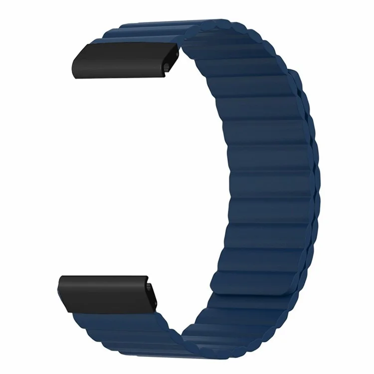 For Coros Vertix 2 / Garmin Fenix 7X / 6X / 5X Silicone Watch Band Magnetic Strap Replacement with 26mm PC Connector - Dark Blue