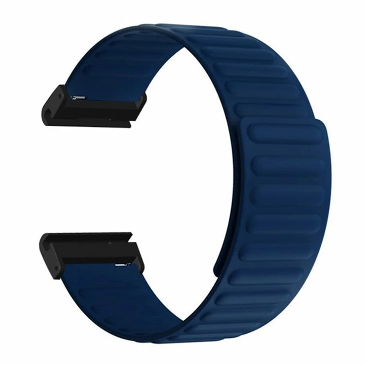 For Coros Vertix 2 / Garmin Fenix 7X / 6X / 5X Silicone Watch Band Magnetic Strap Replacement with 26mm PC Connector - Dark Blue