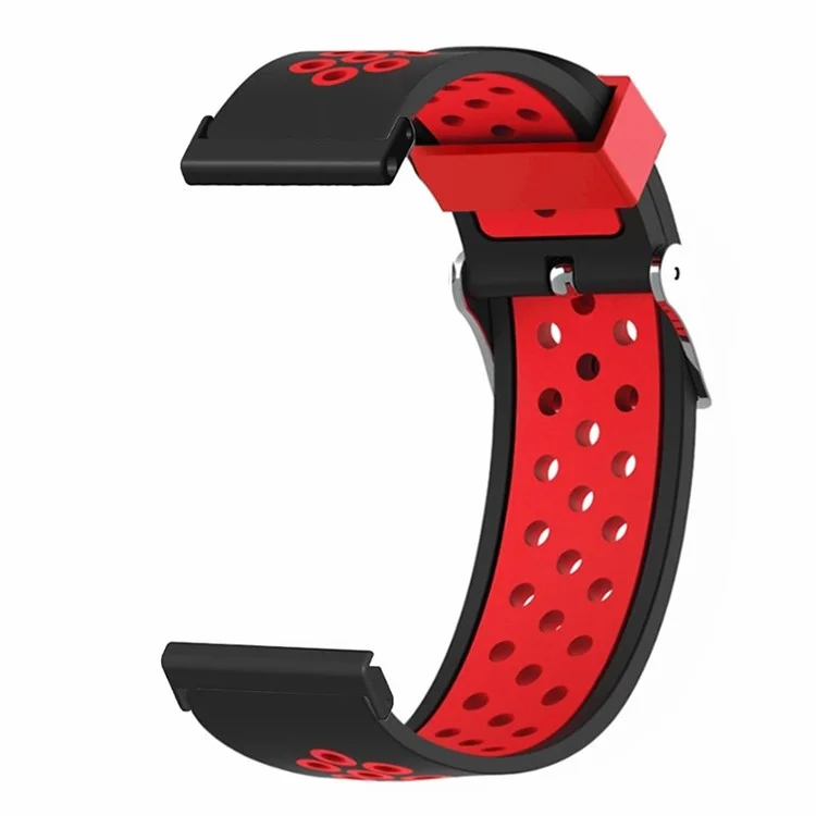 For Suunto Spartan Sport Wrist HR Baro / Suunto 7 Watch Band 24mm Silicone Strap Replacement with Breathable Holes - Black+Red