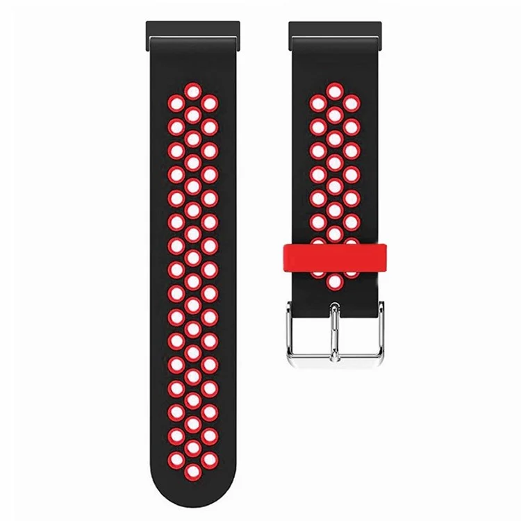 For Suunto Spartan Sport Wrist HR Baro / Suunto 7 Watch Band 24mm Silicone Strap Replacement with Breathable Holes - Black+Red