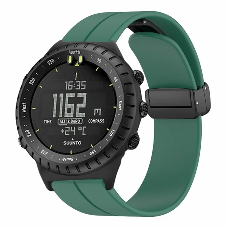 Para Suunto Core Silicone Watch Bands Magnetic Buckle 22mm Strap Replacement - Army Green