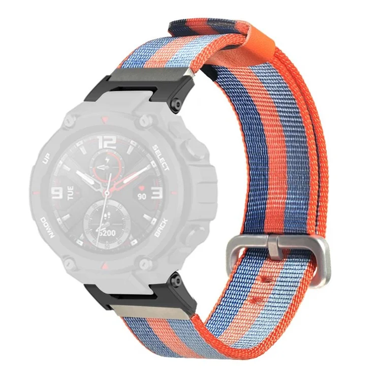 For Huami Amazfit T-Rex / T-Rex Pro Canvas Watch Band Quick Release Watch Strap with Stainless Steel Buckle - Orange Blue