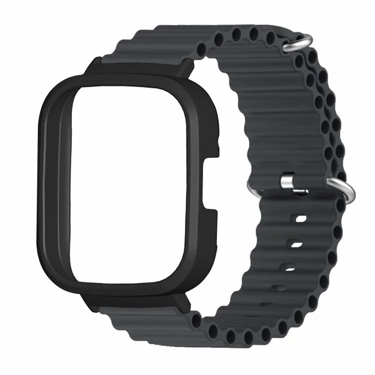 Per Xiaomi Redmi Watch 3 Sport Bands Ocean Silicone Watch Strap con custodia - Nero