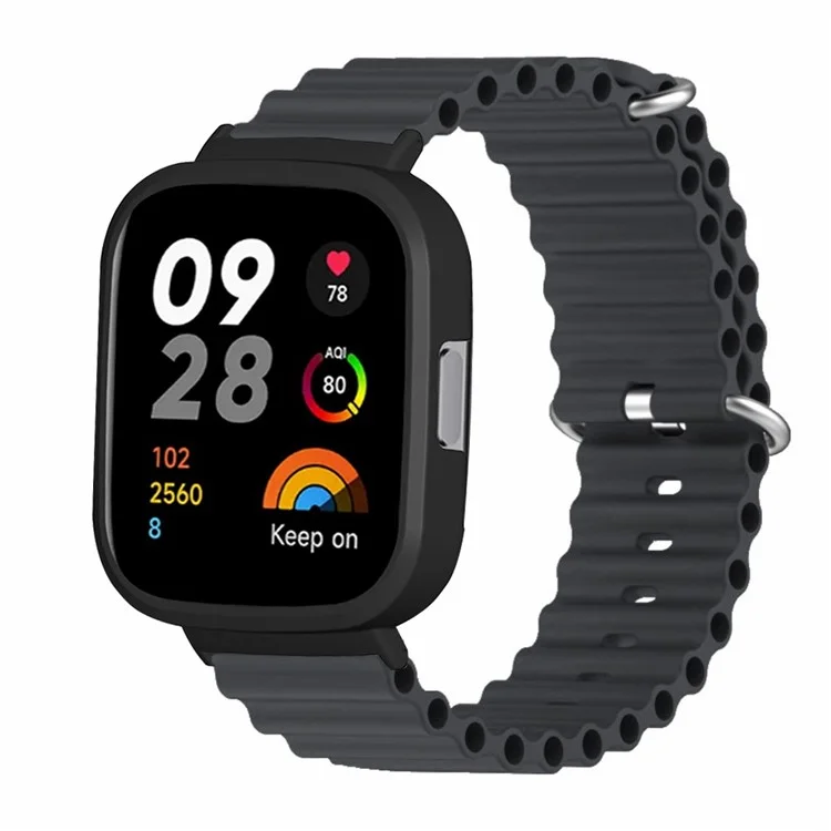 Per Xiaomi Redmi Watch 3 Sport Bands Ocean Silicone Watch Strap con custodia - Nero