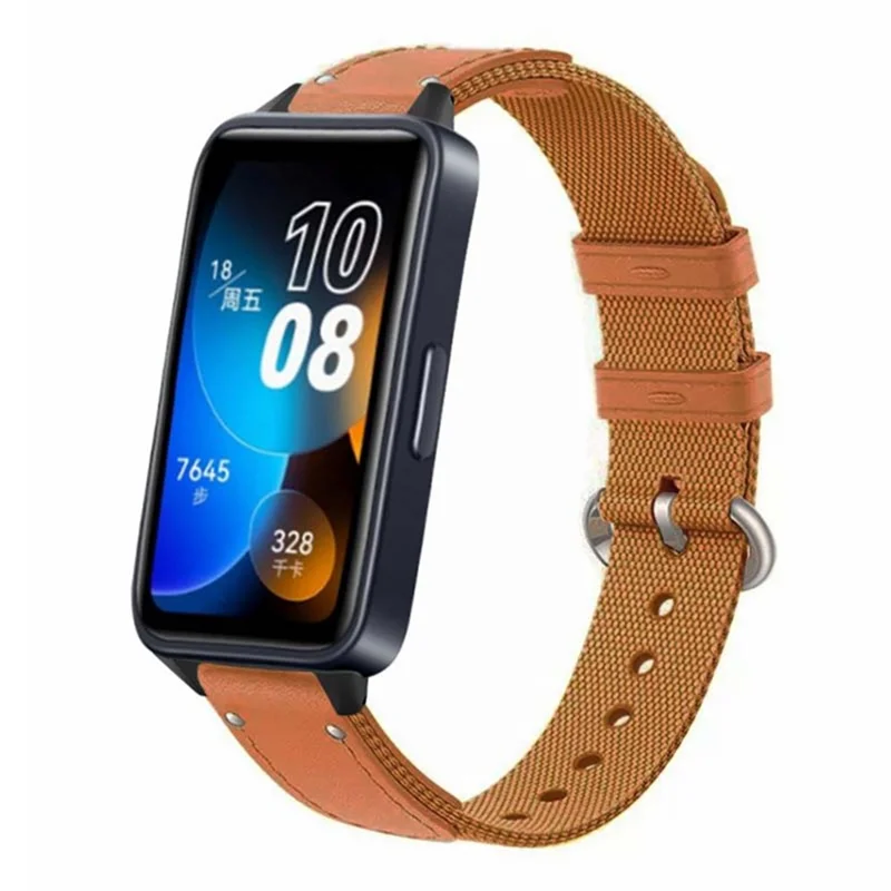 For Huawei Band 8 / Band 8 NFC / Band 9 / Band 9 NFC Replacement Watch Band Quick Release Nylon Watch Strap with Alloy Buckle - Brown