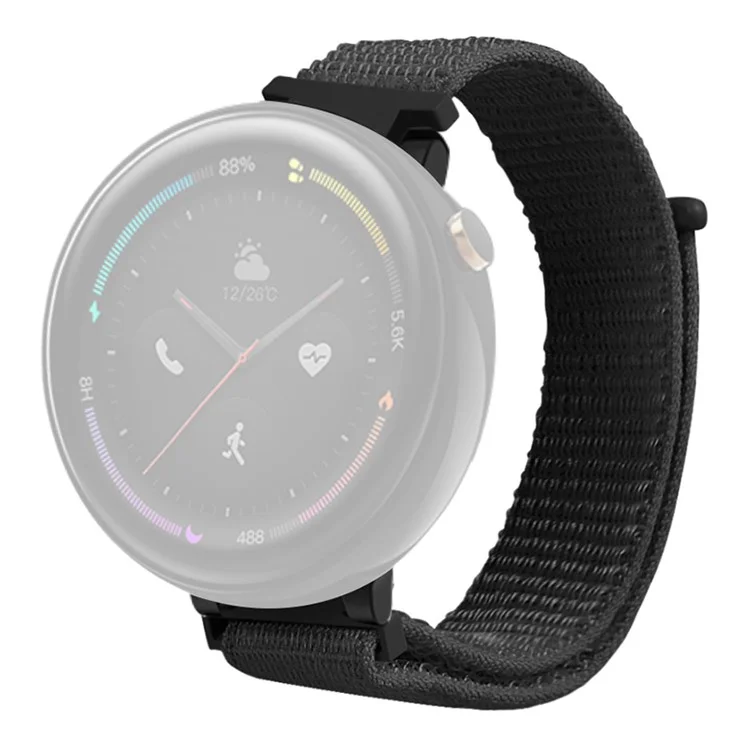 Para Huami Amazfit Verge 2 (A1807) Nylon Sport Loop Watch Bands Adjustable Strap with Spring Bar - Negro