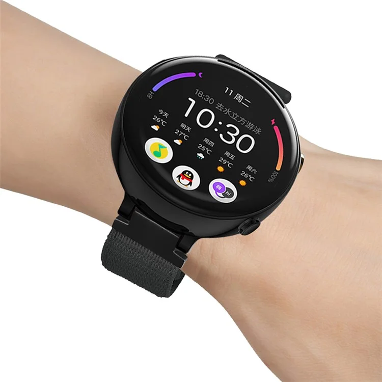 Para Huami Amazfit Verge 2 (A1807) Nylon Sport Loop Watch Bands Adjustable Strap with Spring Bar - Negro