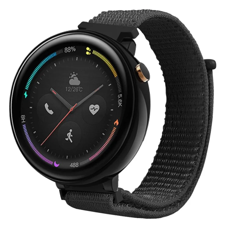 Para Huami Amazfit Verge 2 (A1807) Nylon Sport Loop Watch Bands Adjustable Strap with Spring Bar - Negro