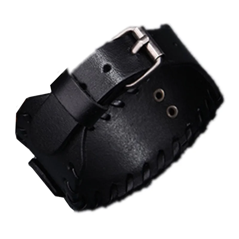 For Huami Amazfit GTS 4 / 3 / 2 / 2 mini / Bip Watch Band Rivet Punk Style 20mm Cowhide Leather Bracelet Strap - Black